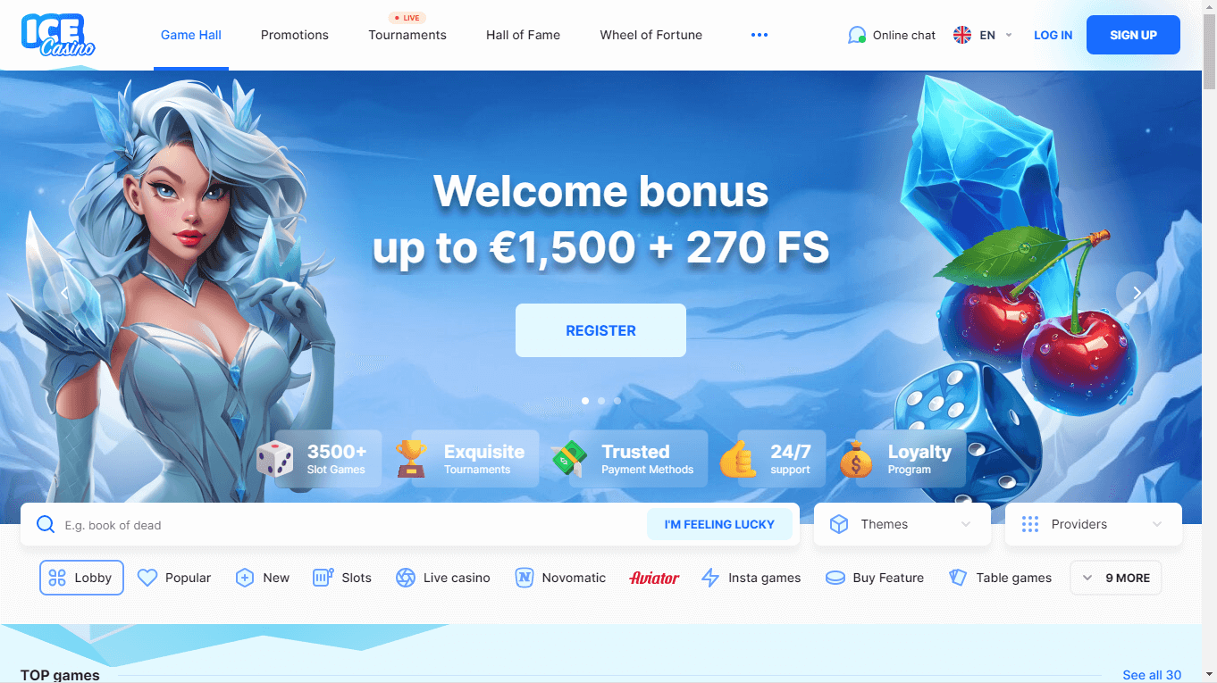 Ice Casino hjemmeside