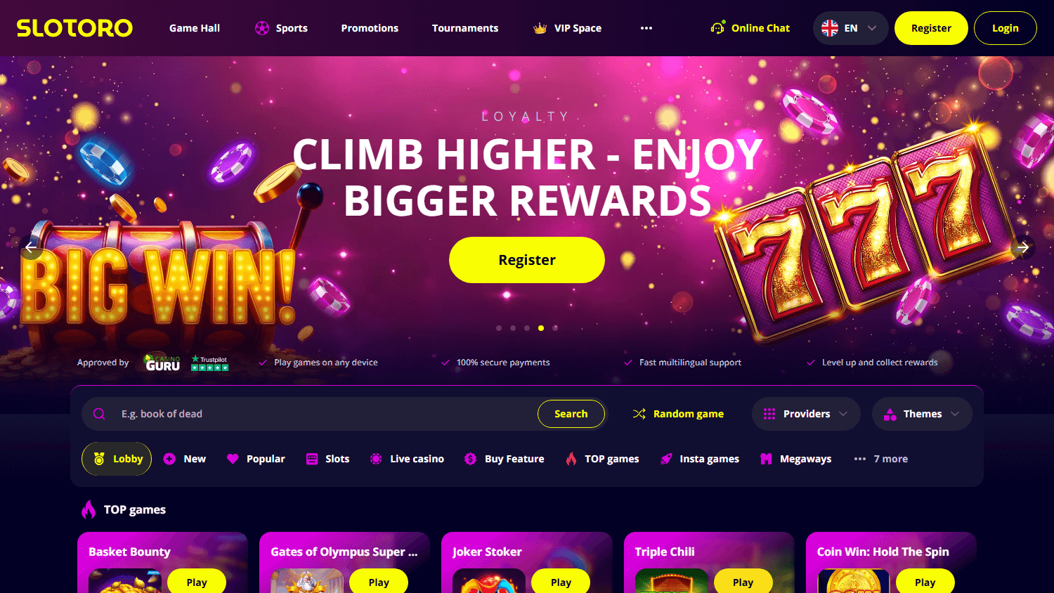 Slotoro Casino spillutvalg