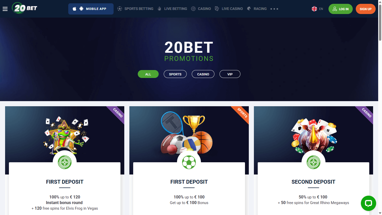 20Bet Casino kampanjer