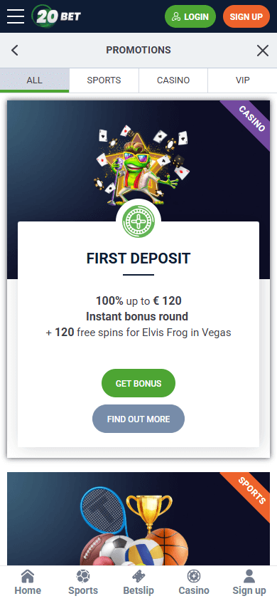 20Bet Casino mobil kampanjer