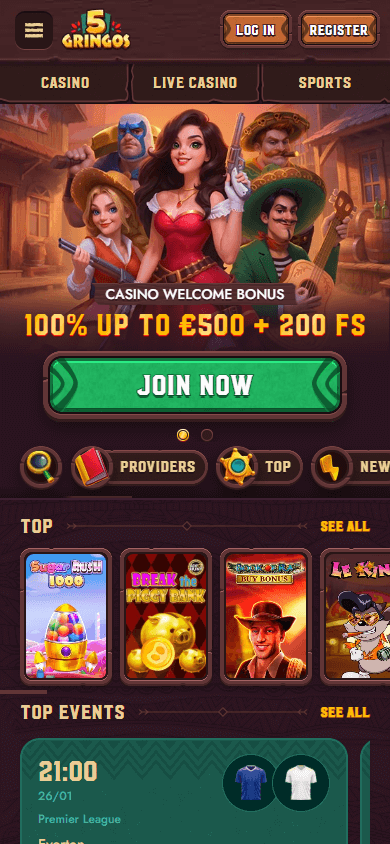 5Gringos Casino mobil hjemmeside