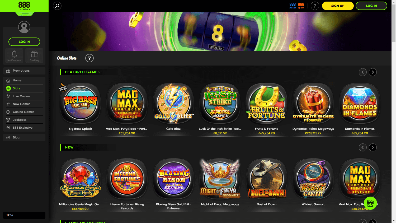 888 Casino spillutvalg