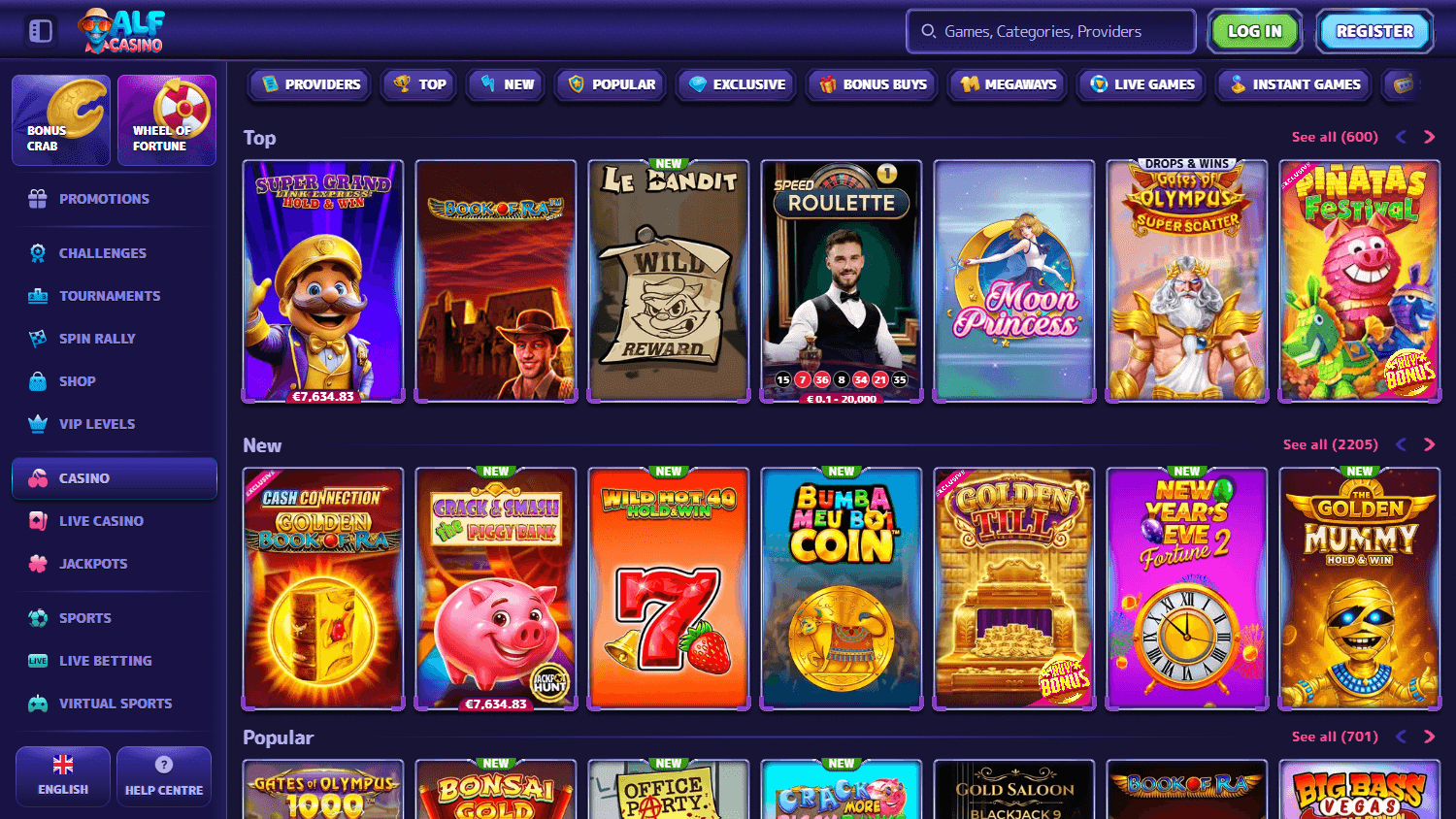 Alf Casino spillutvalg