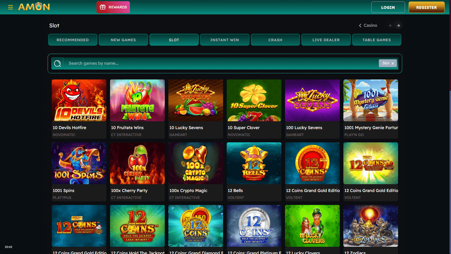 Amon Casino spillutvalg