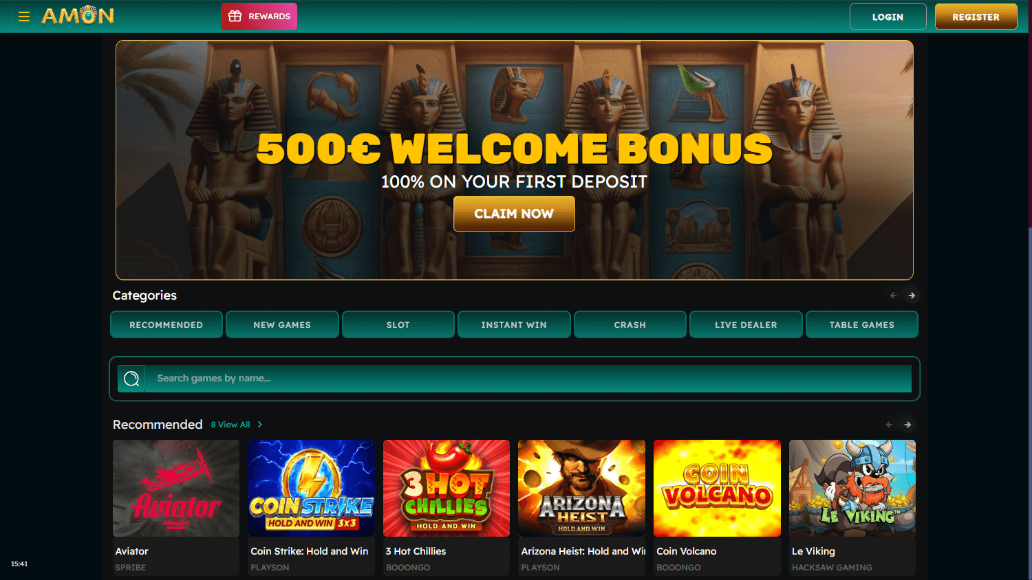 Amon Casino hjemmeside