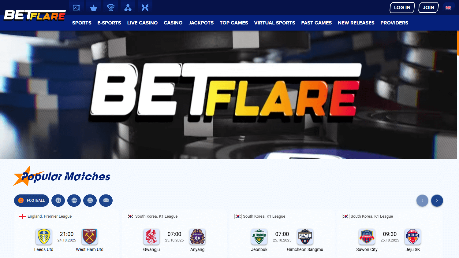 Betflare Casino hjemmeside