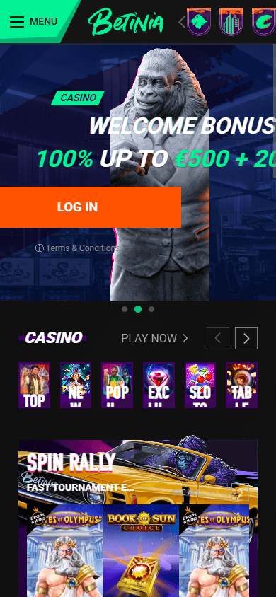 Betinia Casino mobil hjemmeside