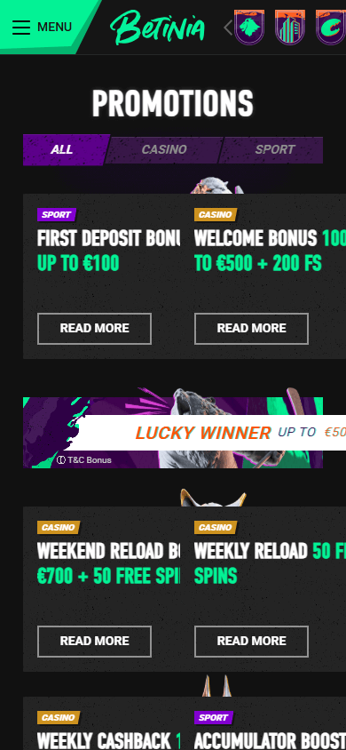 Betinia Casino mobil kampanjer