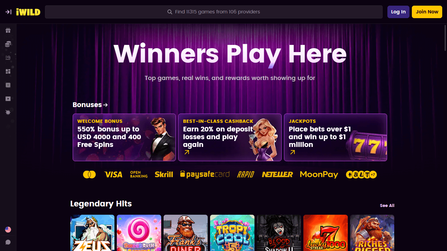 iWild Casino hjemmeside