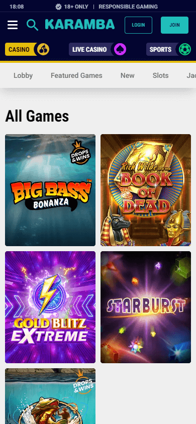 Karamba Casino mobil spilloversikt