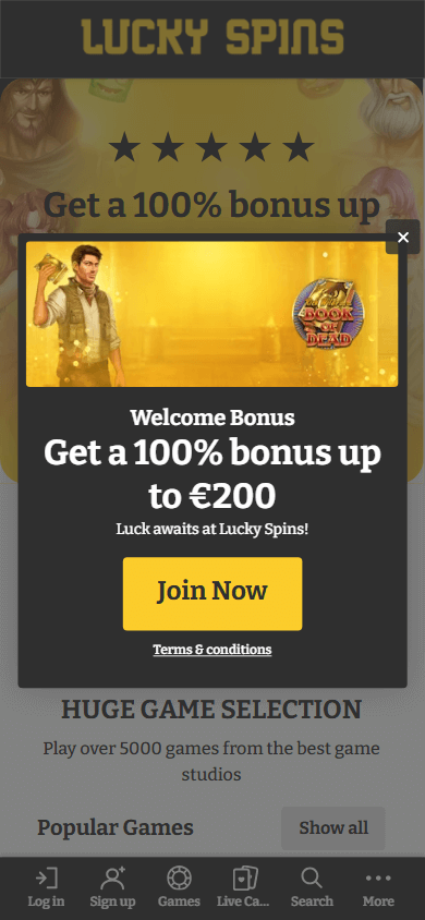 Lucky Spins Casino mobil hjemmeside