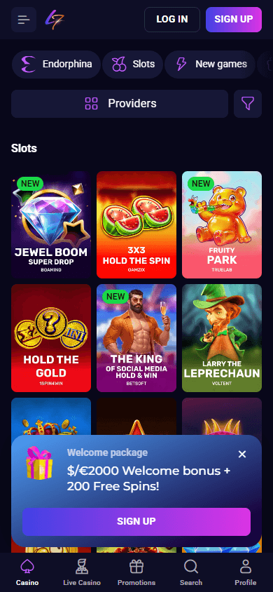 Lucky7even mobil spilloversikt