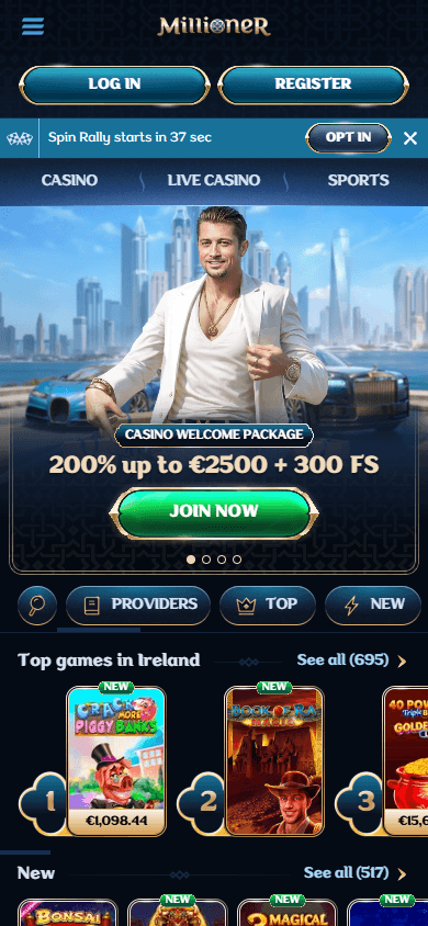 Millioner Casino mobil hjemmeside