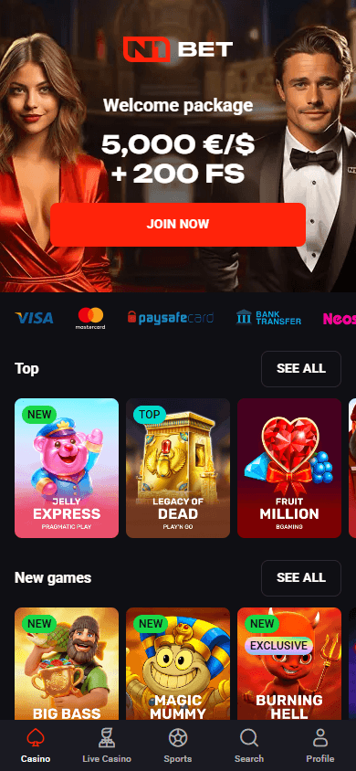 N1 Bet Casino mobil hjemmeside