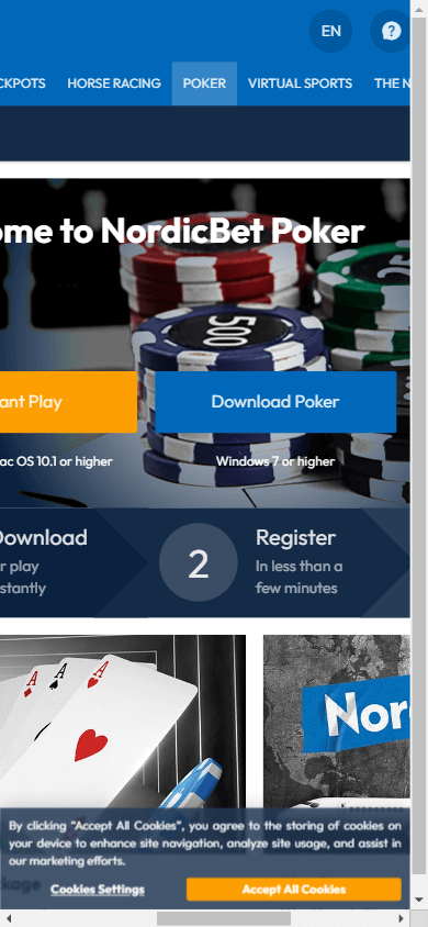 NordicBet mobil spilloversikt