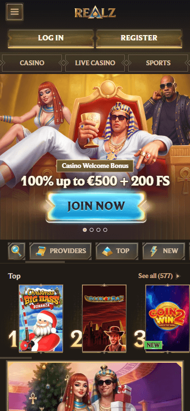 Realz Casino mobil hjemmeside