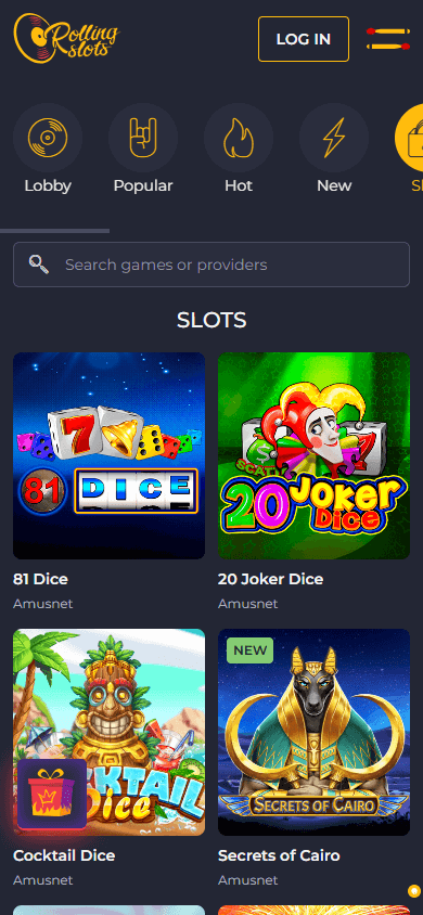 Rolling Slots mobil spilloversikt