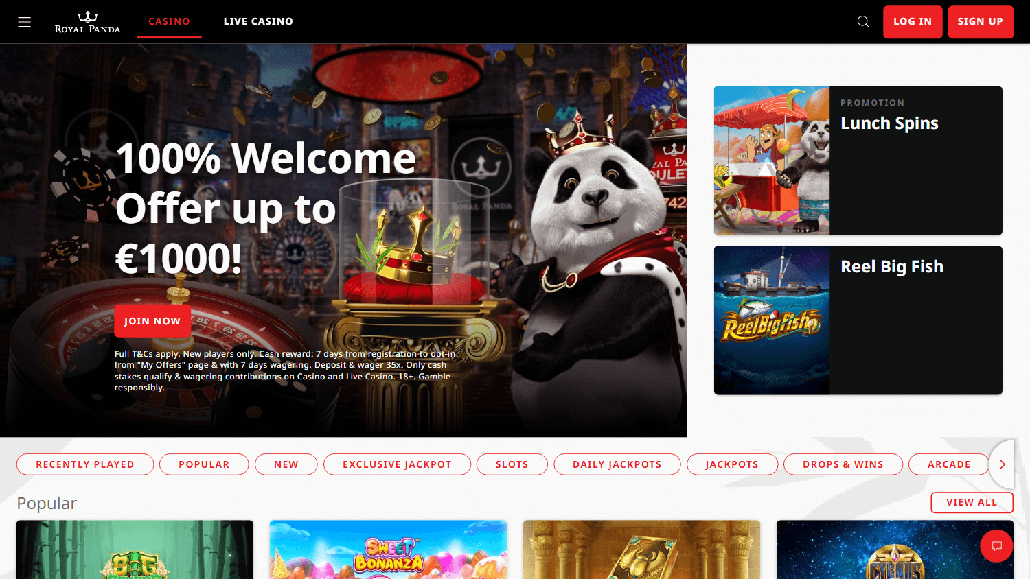 Royal Panda Casino hjemmeside