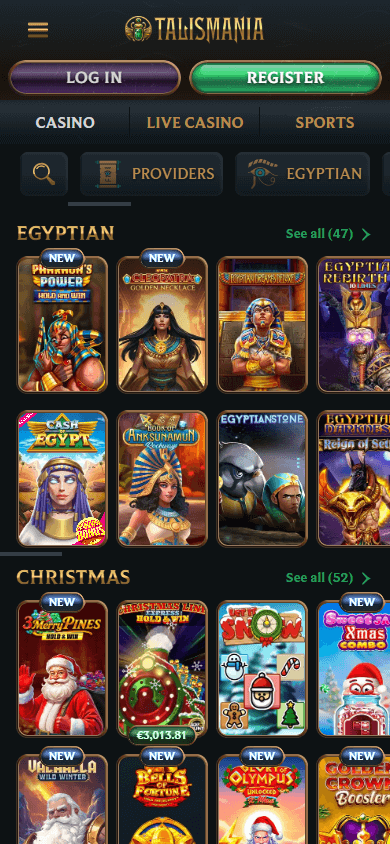Talismania Casino mobil spilloversikt