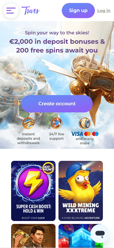 Tsars Casino mobil hjemmeside