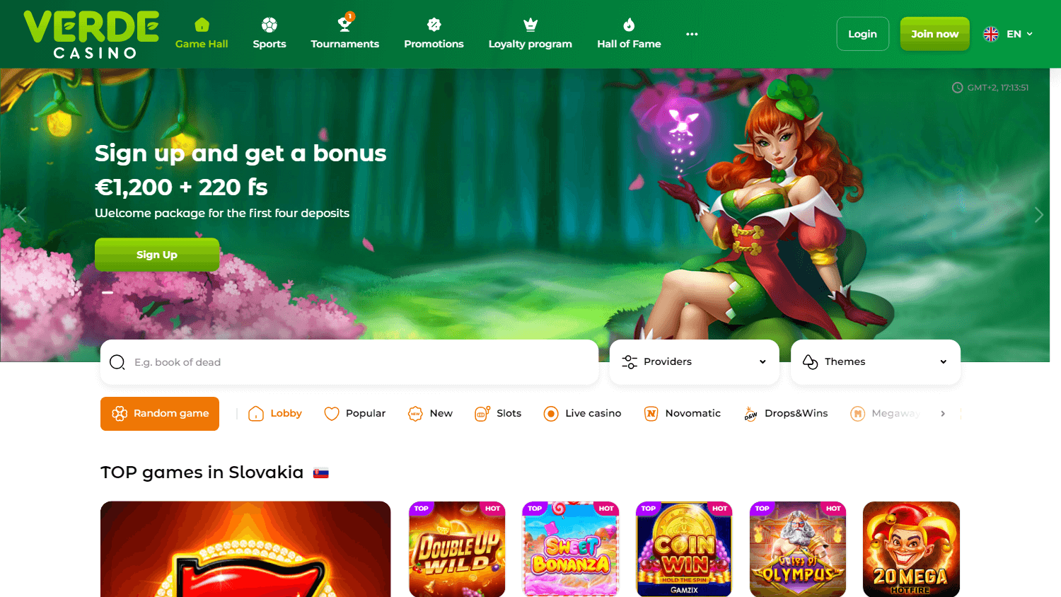 Verde Casino hjemmeside