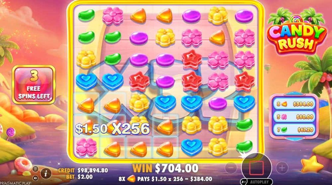 Candy Rush skjermbilde 2 - gratisspinn