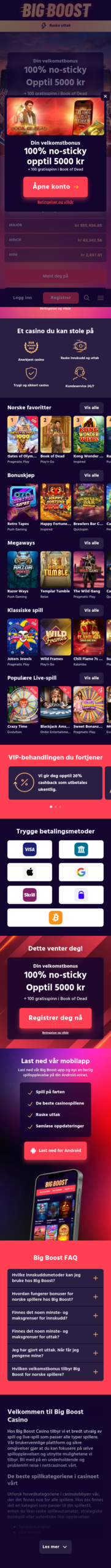 Big Boost Casino mobil hjemmeside