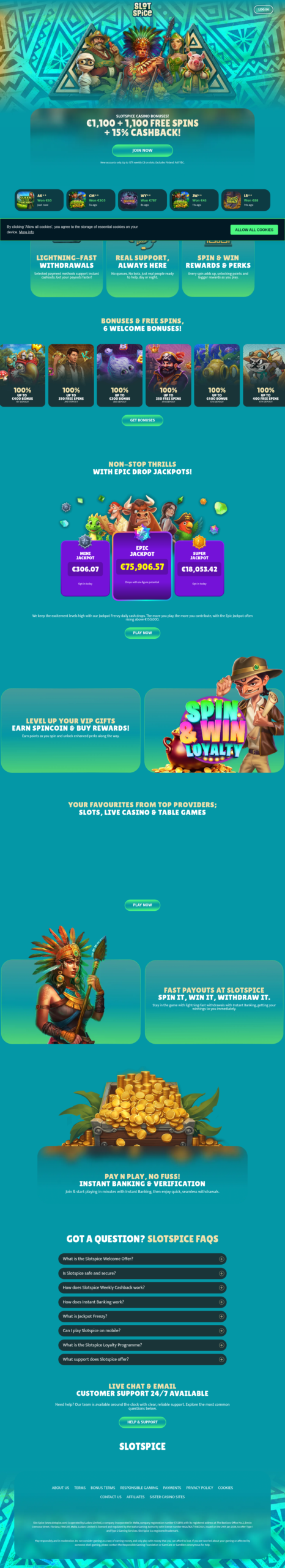 Slotspice hjemmeside
