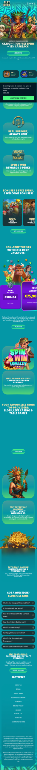 Slotspice mobil hjemmeside