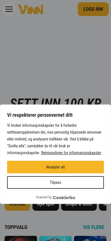 Vinn mobil hjemmeside