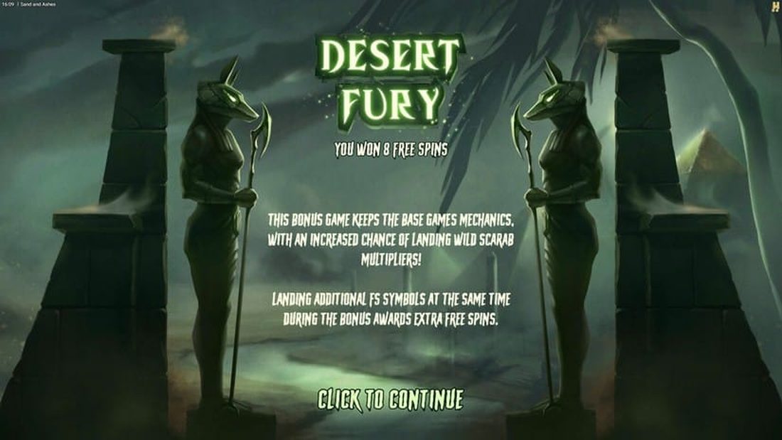 Sand and Ashes Desert Fury bonus med 8 gratisspinn