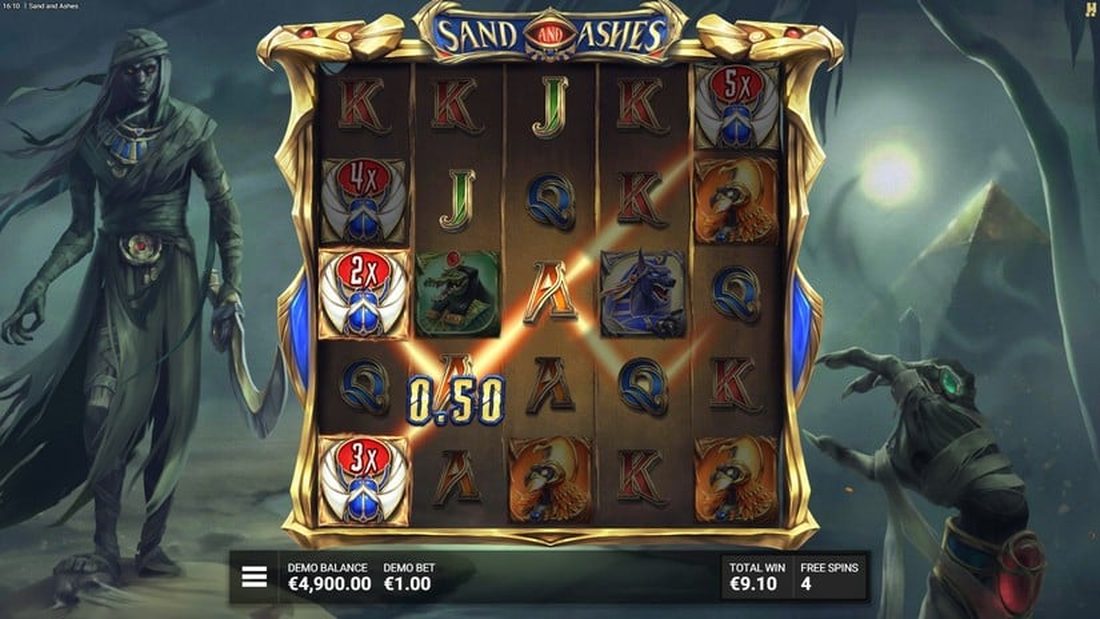 Sand and Ashes gratisspinn med Wild Scarab-multiplikatorer