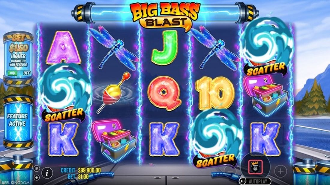 Scatter-symboler utl&oslash;ser bonus i Big Bass Blast