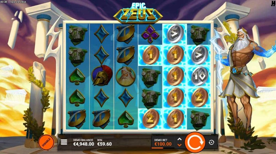 Epic Ze Zeus Win To Win myntfunksjon med bronse-, solv- og gullmynter