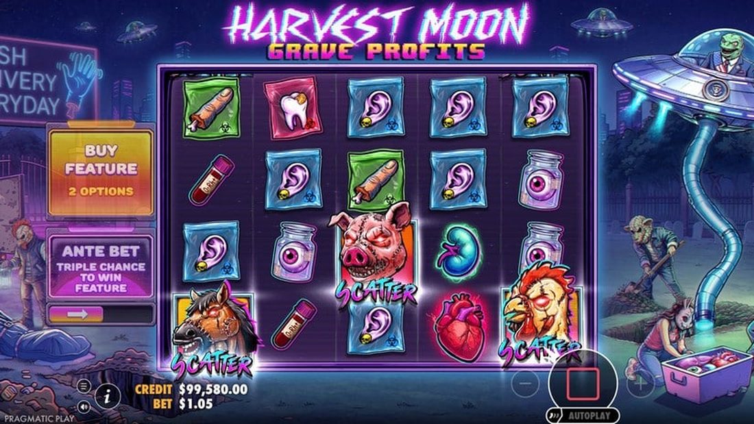 Scatter-symboler lander i Harvest Moon – Grave Profits