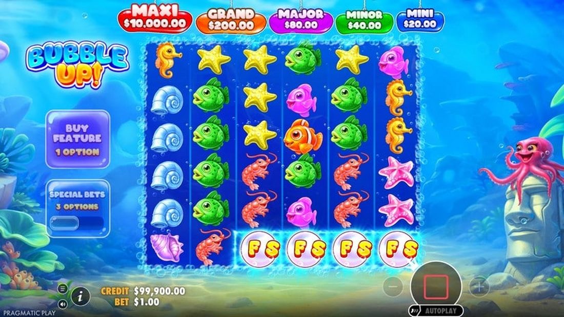 Bubble Up! scatter-symboler utløser bonus